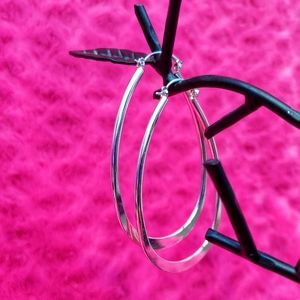 Silver Tone 3" Oval Hoops